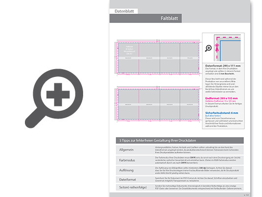 Product Bild faltblatt__gefalzt_auf_din_a7__vertikaler_wickelfalz__8-seitig