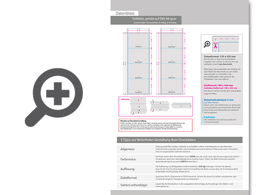 Product Bild faltblatt__gefalzt_auf_din_a6_quer__horizontaler_zickzackfalz__8-seitig