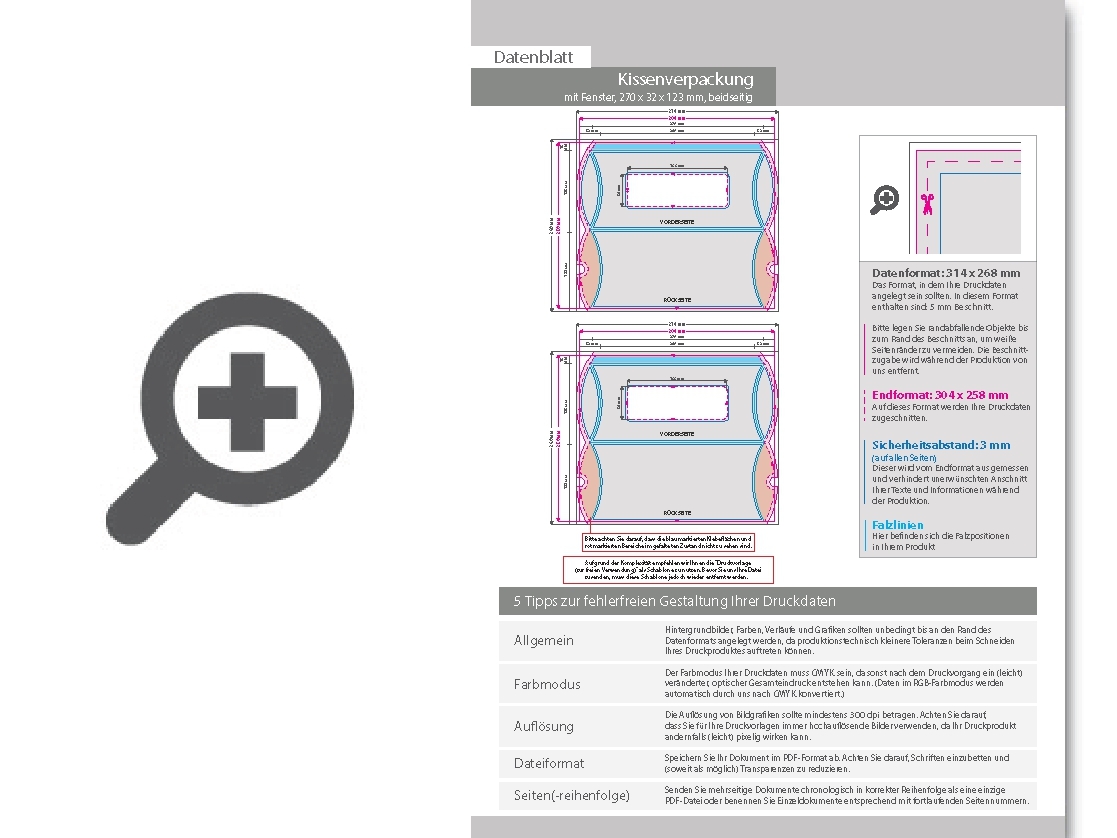Product Bild kissenverpackung_(27_cm_x_3_2_cm_x_12_3_cm)_beidseitig_bedruckt_5_4-farbig_(cmyk_+_sonderfarbe)_mit_gestanztem_fenster