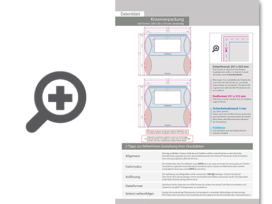 Product Bild kissenverpackung_(30_cm_x_5_cm_x_15_cm)_beidseitig_bedruckt_5_4-farbig_(cmyk_+_sonderfarbe)_mit_gestanztem_fenster