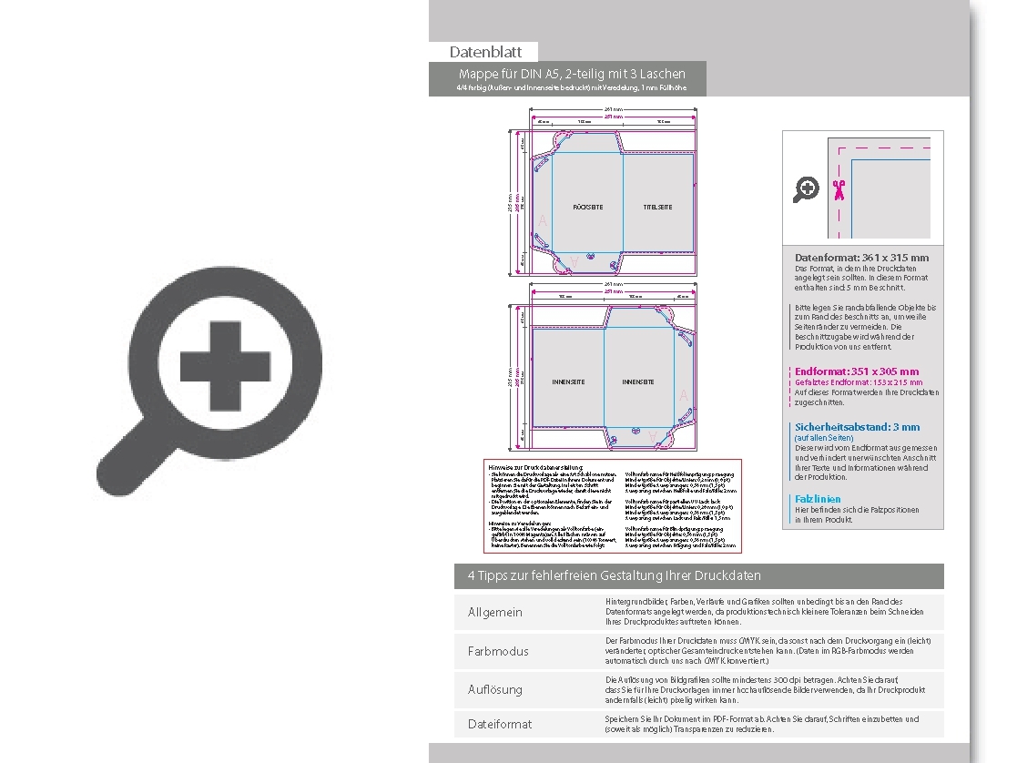 Product Bild mappe_f__r_din_a5__2-teilig_mit_3_laschen__4_4_farbig_(au__en-_und_innenseite_bedruckt)__mit_blindpr__gung
